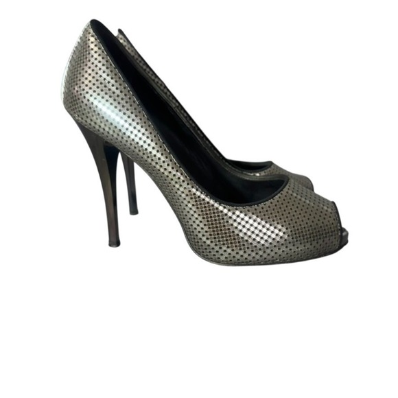 Giuseppe Zanotti Silver Metallic Peep-Toe Pumps‎ Size 38.5 - Picture 15 of 16